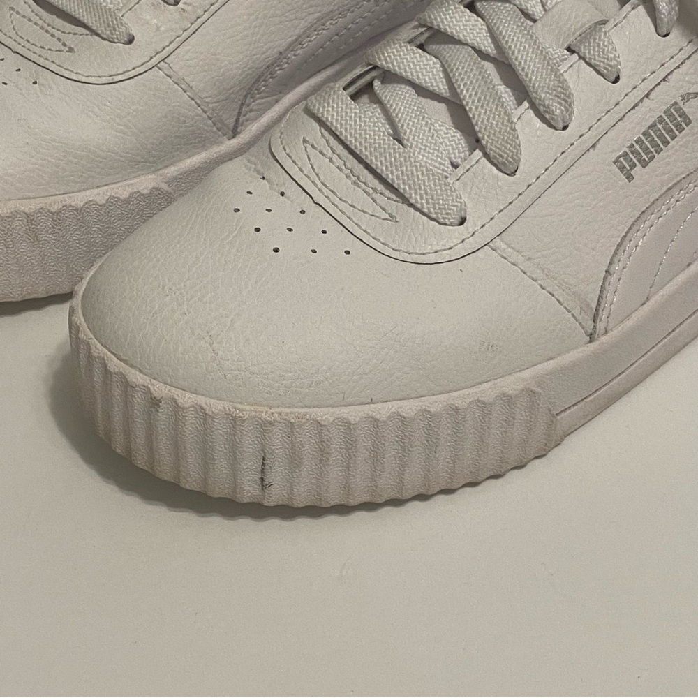 PUMA Carina Soft Foam White Sneakers Lace Up Shoes Optimal Comfort Size 8.5 - Picture 4 of 13